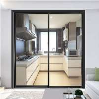 Top window Modern Soundproof Windproof Double Tempered Glass Slim Profile 40mm Narrow Frame Aluminum Slide doors