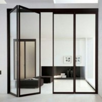 Modern Soundproof Windproof Double Tempered Glass Slim Profile Narrow Frame Aluminum folding doors