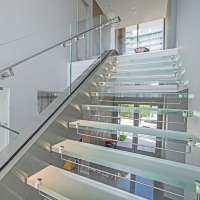 Cheap stair  modern glass straight staircase for house