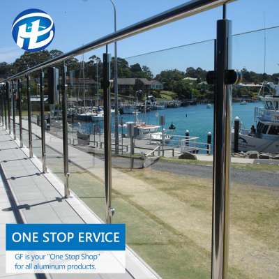 Different Types Outdoor Balcony Frameless Glass Railing Aluminium Profile For Glass Railing