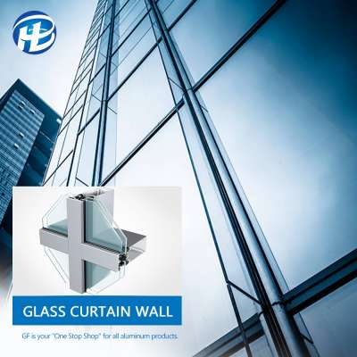 stick built fire rated thermal break glass glazed aluminum curtain wall system