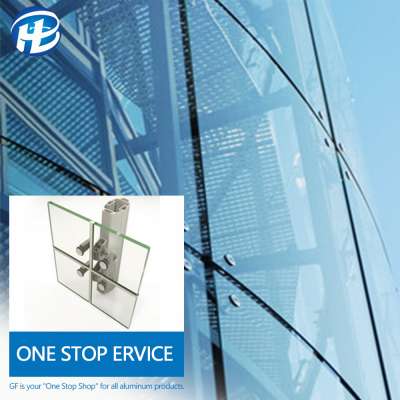 Frameless curtain wall for Commercial and residential Building