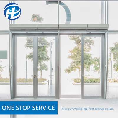 GF modern aluminum storefront Double Glass Electric Door For Commercial place and hotel lobby